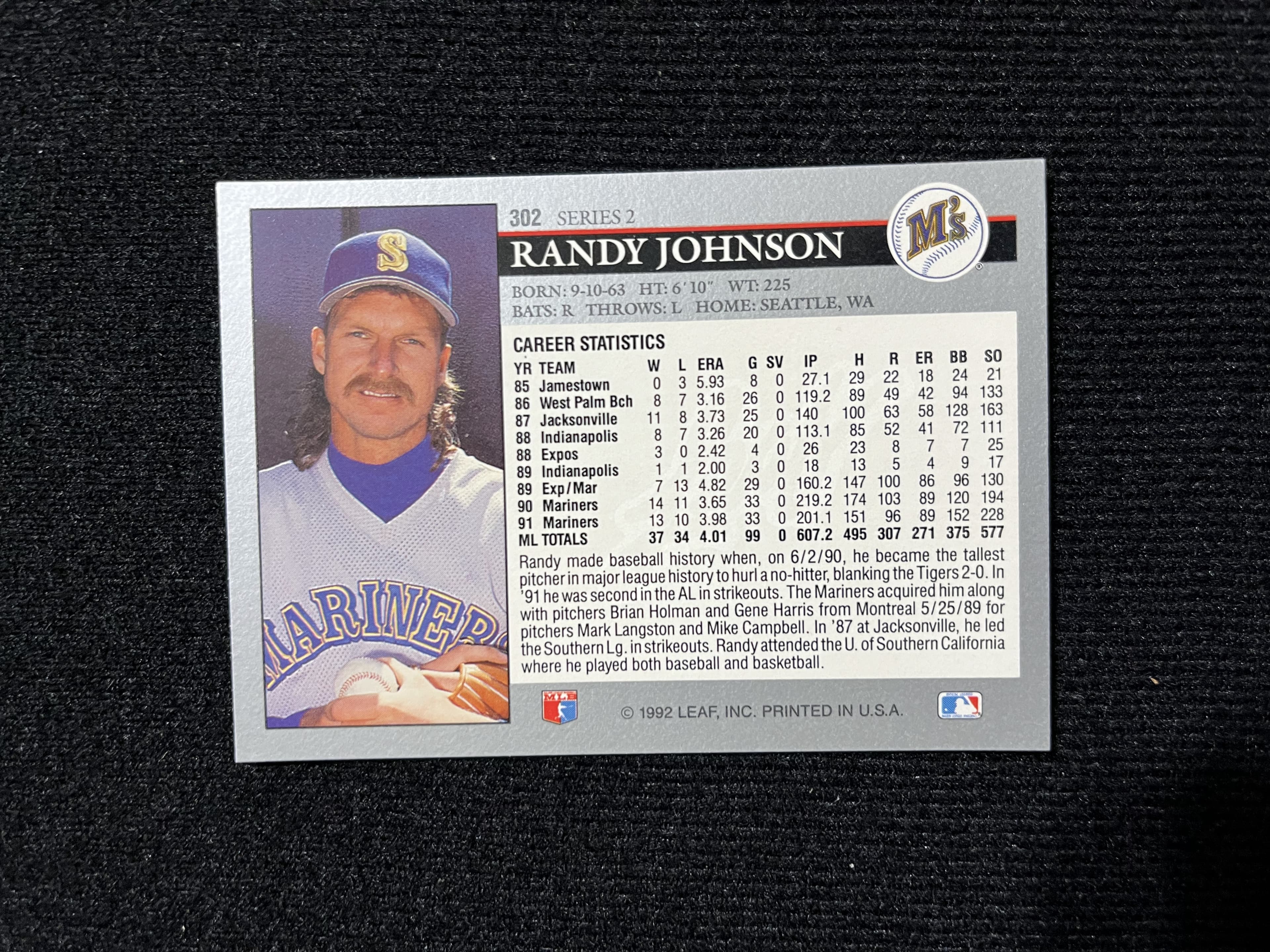 1992 Leaf Randy Johnson #302